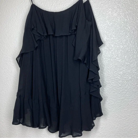 Free People Cascades Black Ruffle Tank Top XS Semi Sheer Flowy Top - Picture 5 of 14